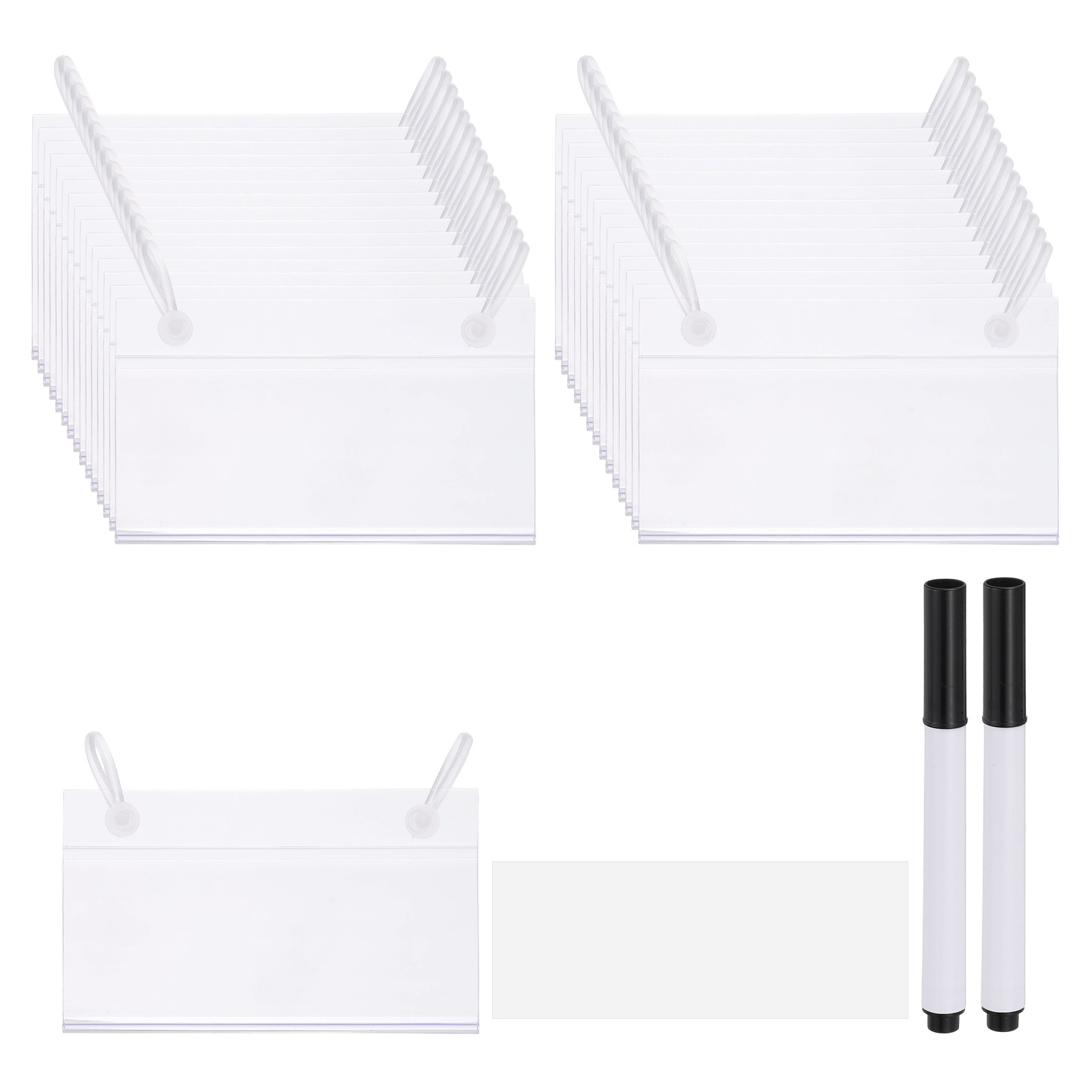 30 Pack 3.9" x 2.2" Plastic Shelf Basket Label Holders Clips with Button Lock