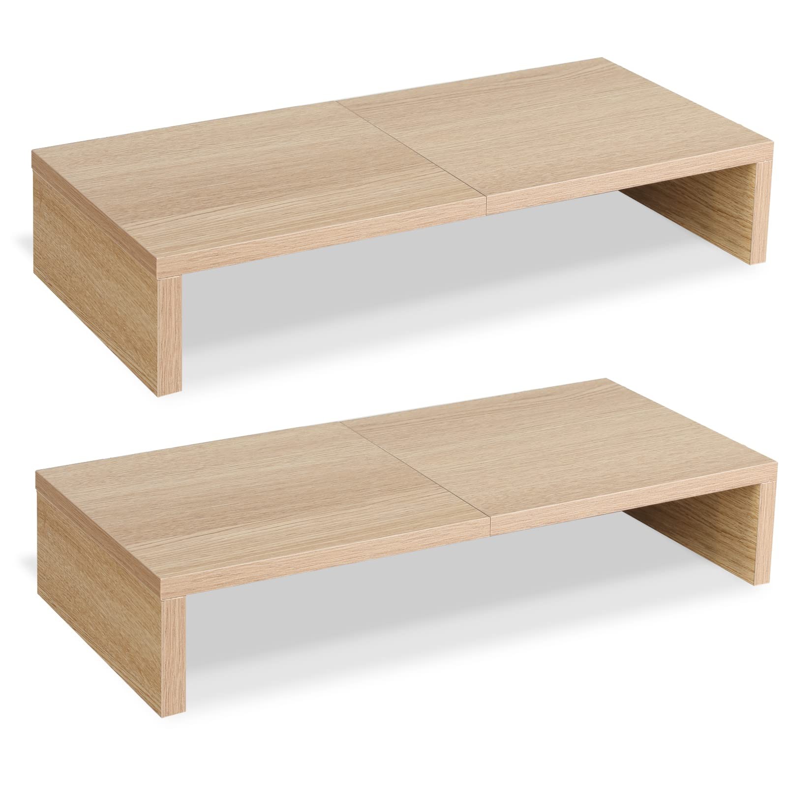 2 Pack Monitor Stand Riser 20 Inch Wooden Desktop For TV PC Laptop Storage