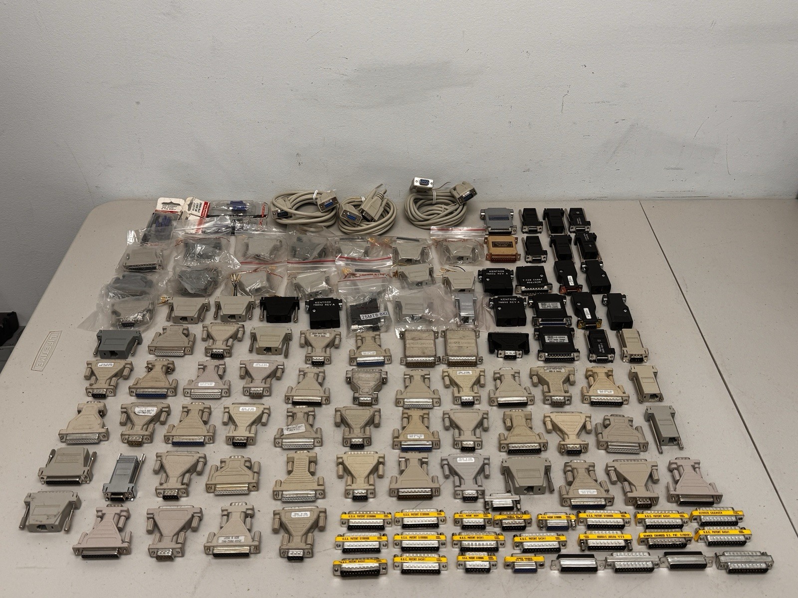 Lot of (220) RS-232 DB25 DB9 Gender Changers, Reversers, Cables