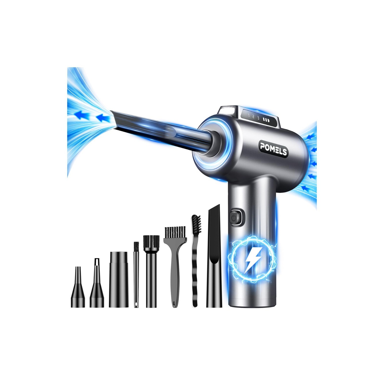 Ultra-Powerful 110000RPM Electric Air Duster, Cordless Mini Blower, 3-Speed, LED