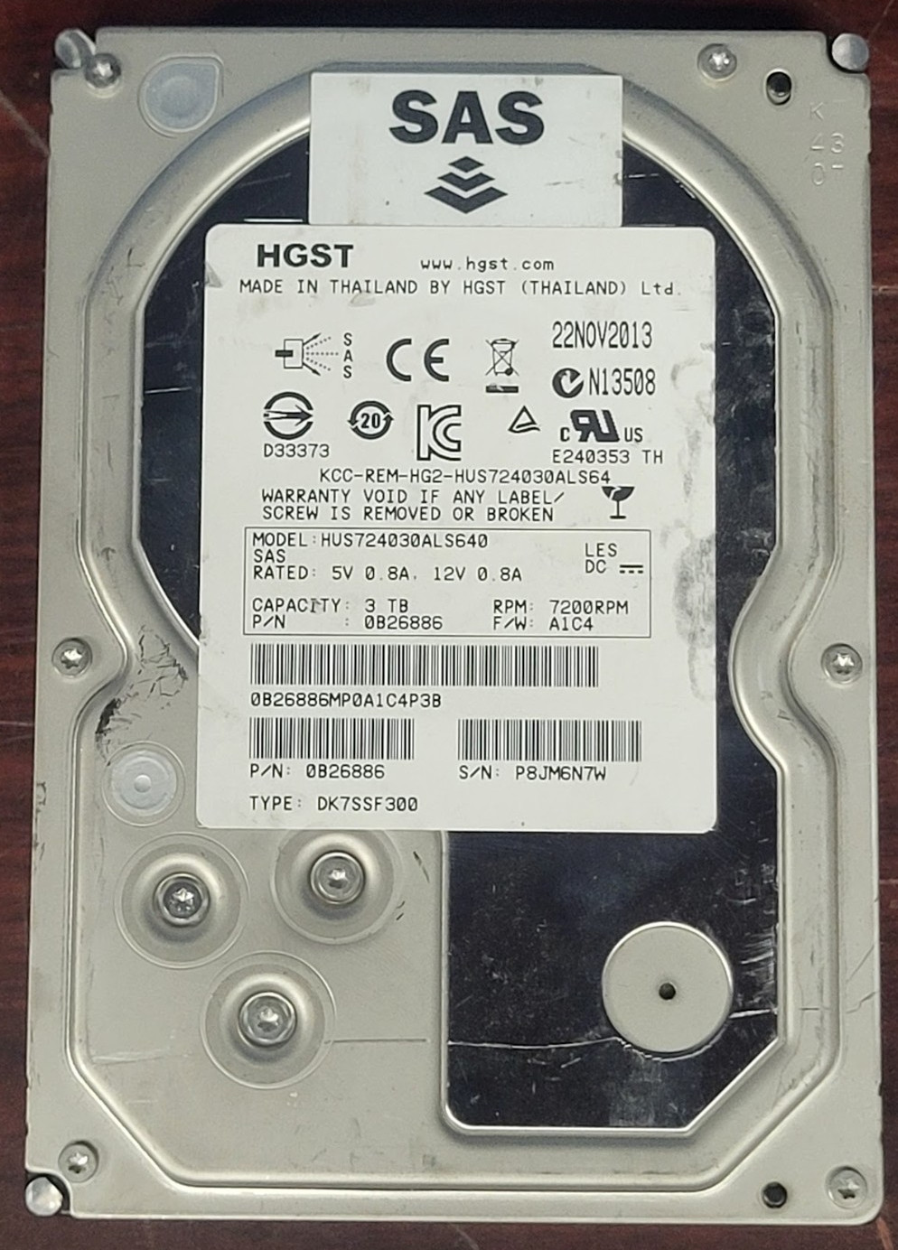 HGST Ultrastar 7K4000 3TB 3.5 SAS 6Gb/s 7.2K 64MB Server HDD HUS724030ALS640 #73