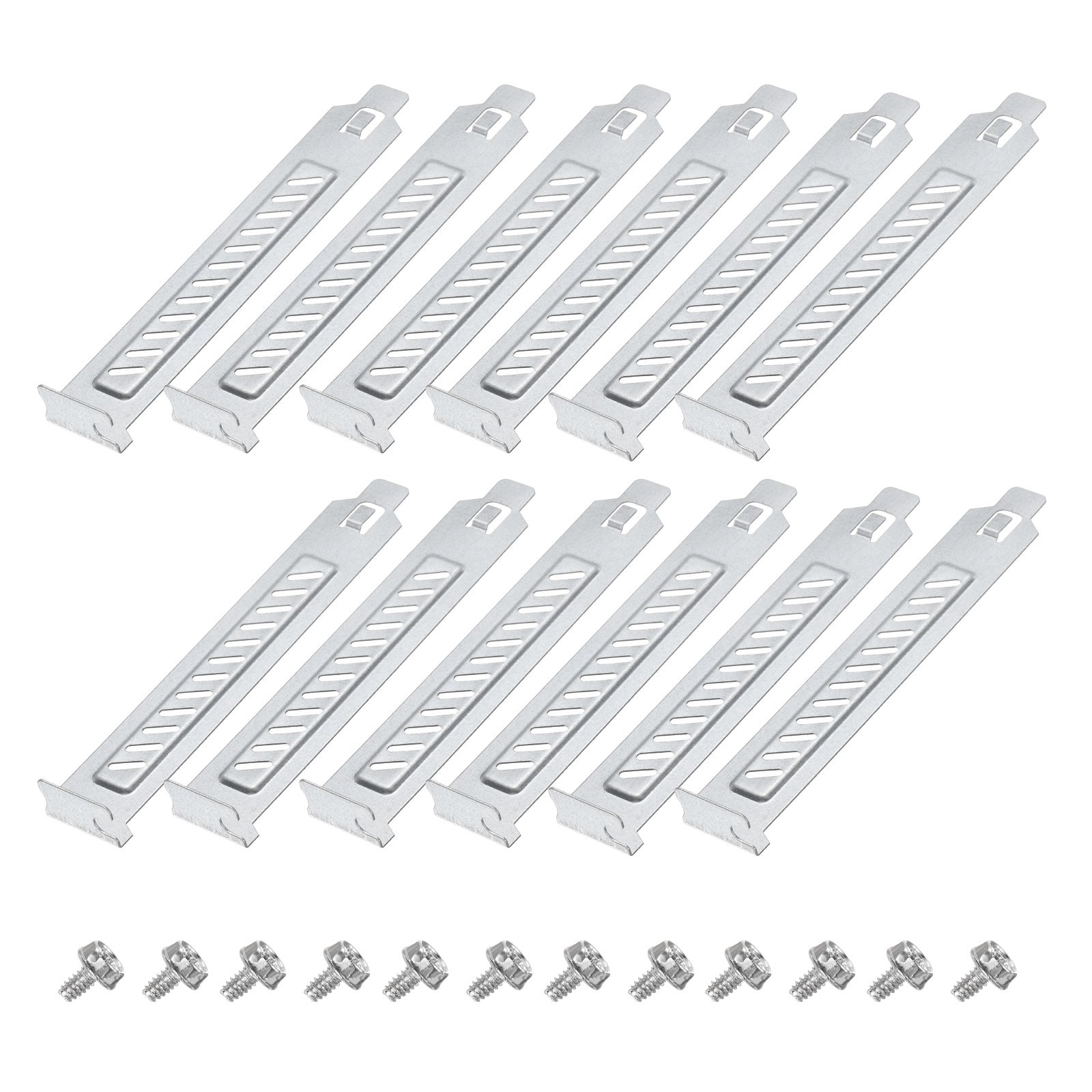 12PCS Silvery PCI Slot Cover Dust Filter Ventilation Deflector with Slant Holes