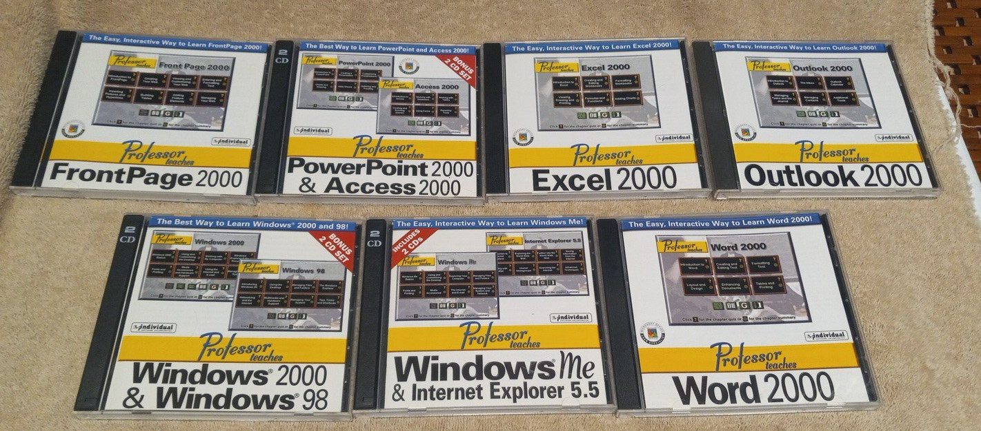 7x Individual Software Professor Teaches Programs  (PC, CD-Rom, 2000)  Win NT