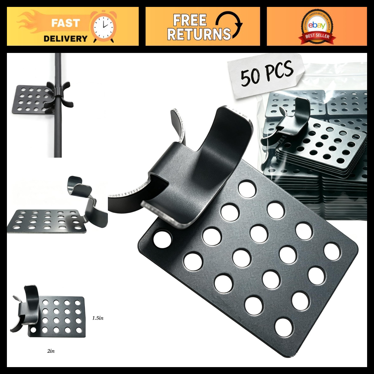 50 Pack Roof Clips for De-Icing Cable, Aluminum Heat Tape Clips for Gutter Prote