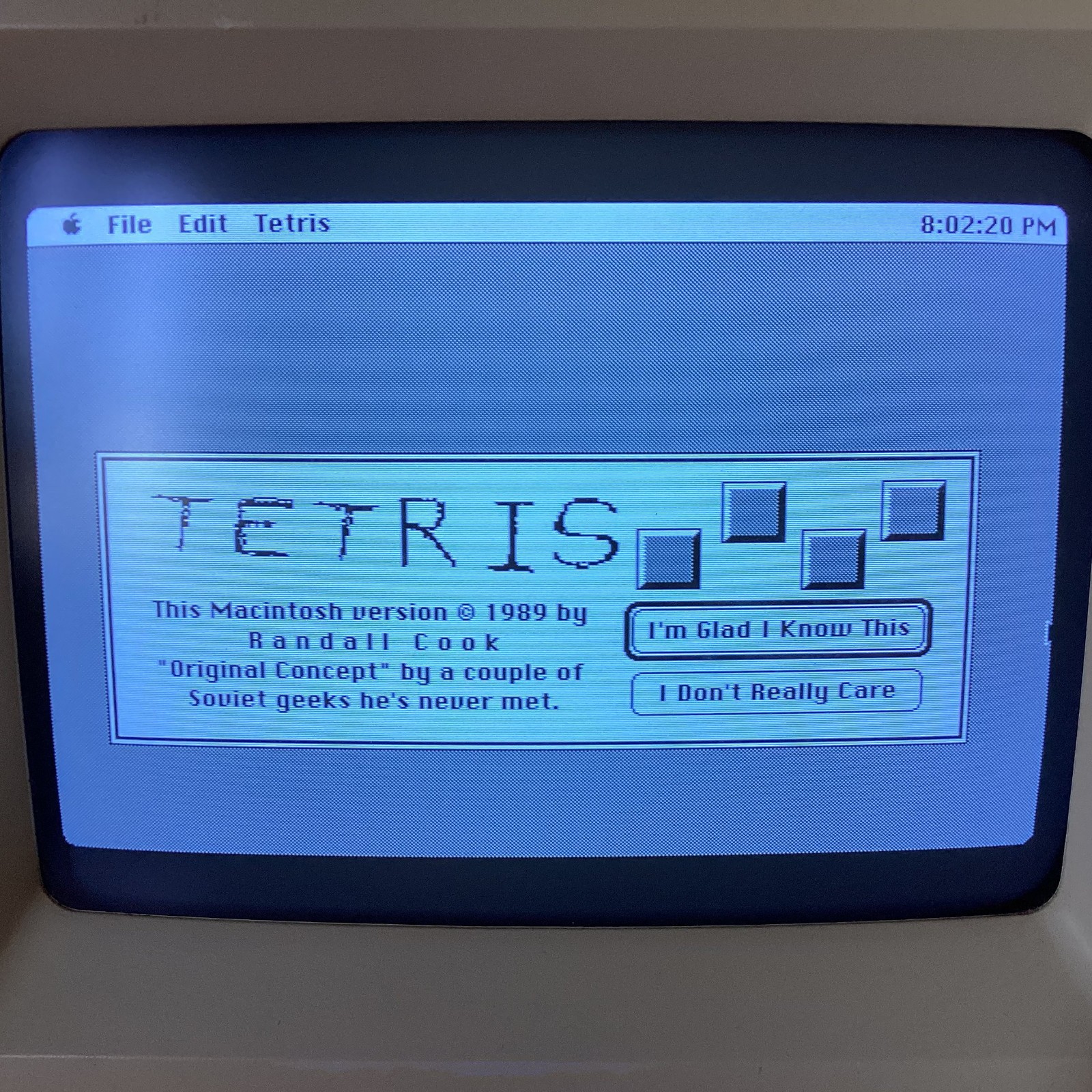 Vintage Macintosh Mac Program Game WESLEYAN TETRIS 800K Disk Plus, SE, Classic