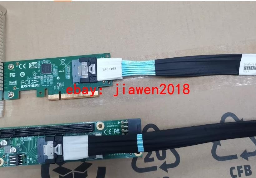 PCIe4.0 X8 To SlimSAS SFF8654 NVMe Adapter SFF-8654 8i + Baseplate +70CM Cable