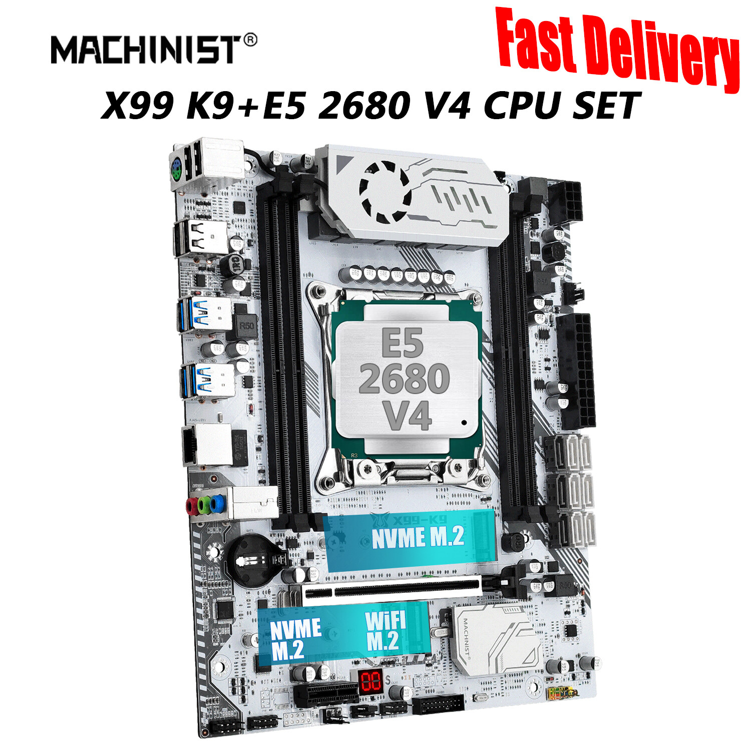 LGA 2011-3 Motherboard X99 K9 XeonE5 2680 V4 CPU Kit NVME M.2 DDR4 RAM USB 3.0