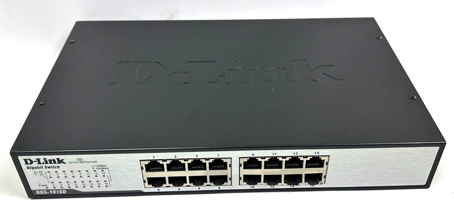 D-Link DGS-1016D 16-Port Green Ethernet Copper Gigabit Network Switch | Pre-Own