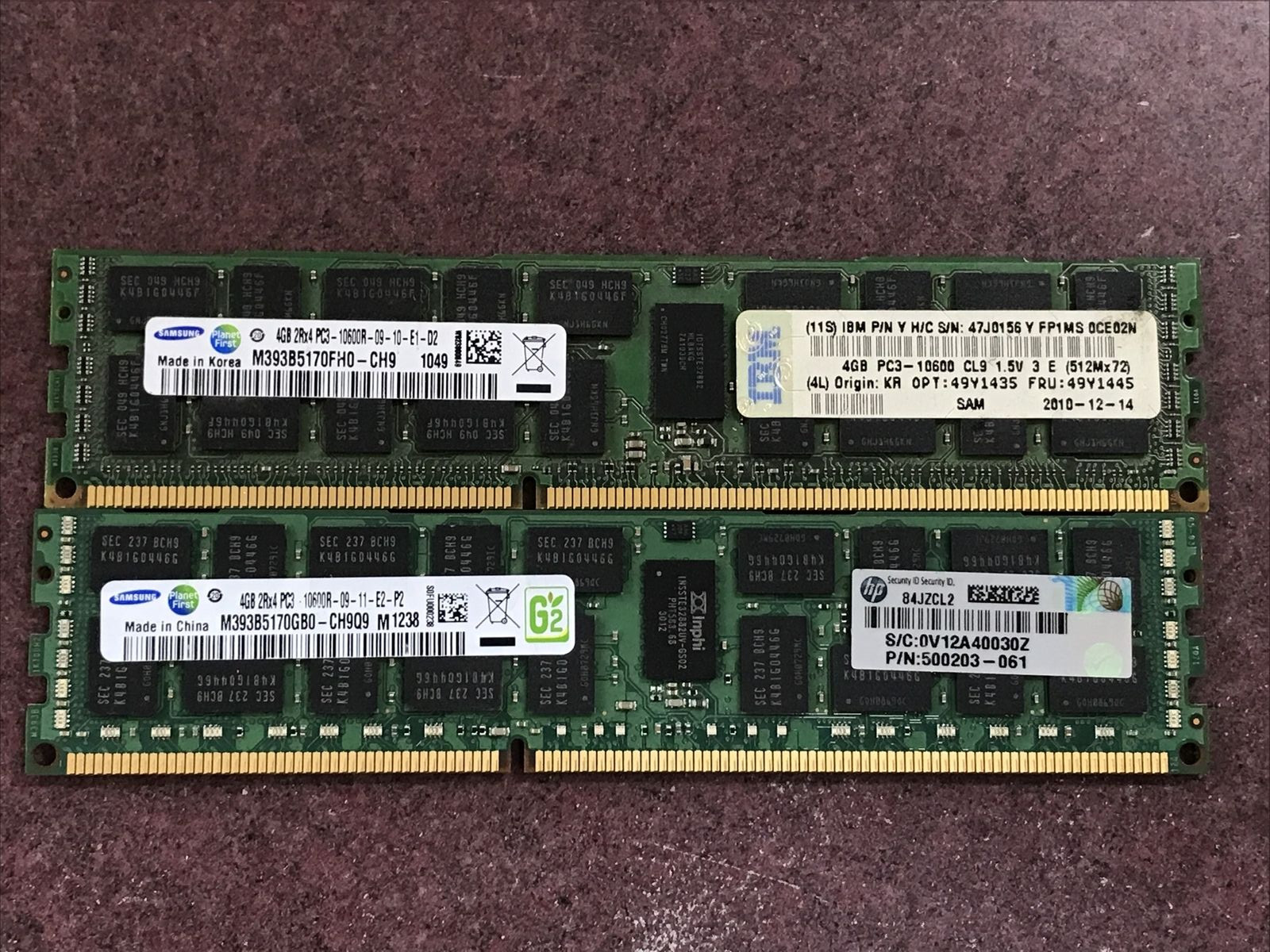 8 GB (2x4GB) 2Rx4 PC3-10600R DDR3-1333 240 Pin Memory RAM (Samsung) SERVER MEM.