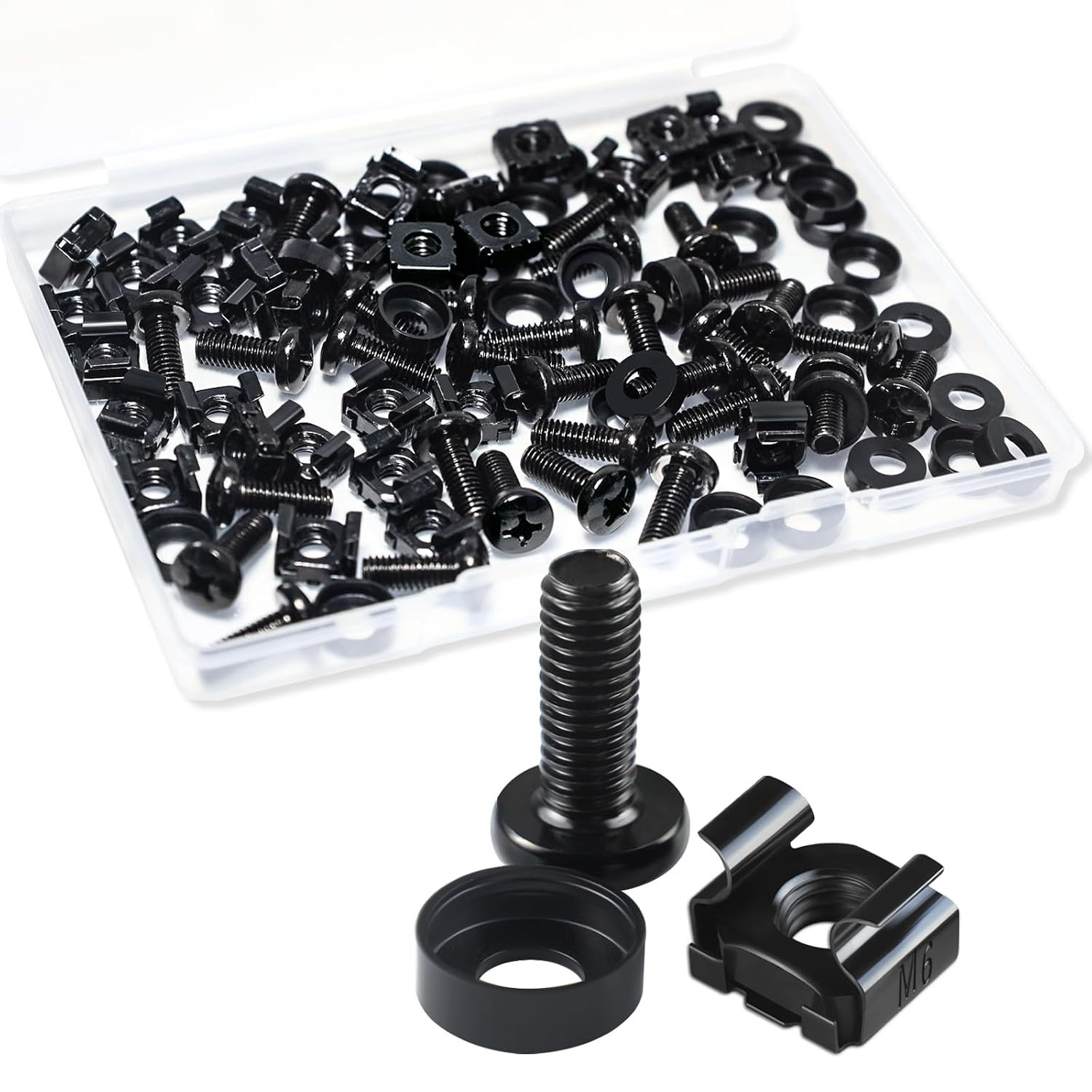 M6 Cage Nuts and Rack Screws Kit, 10-Pack, Rack Mount Cage Nuts