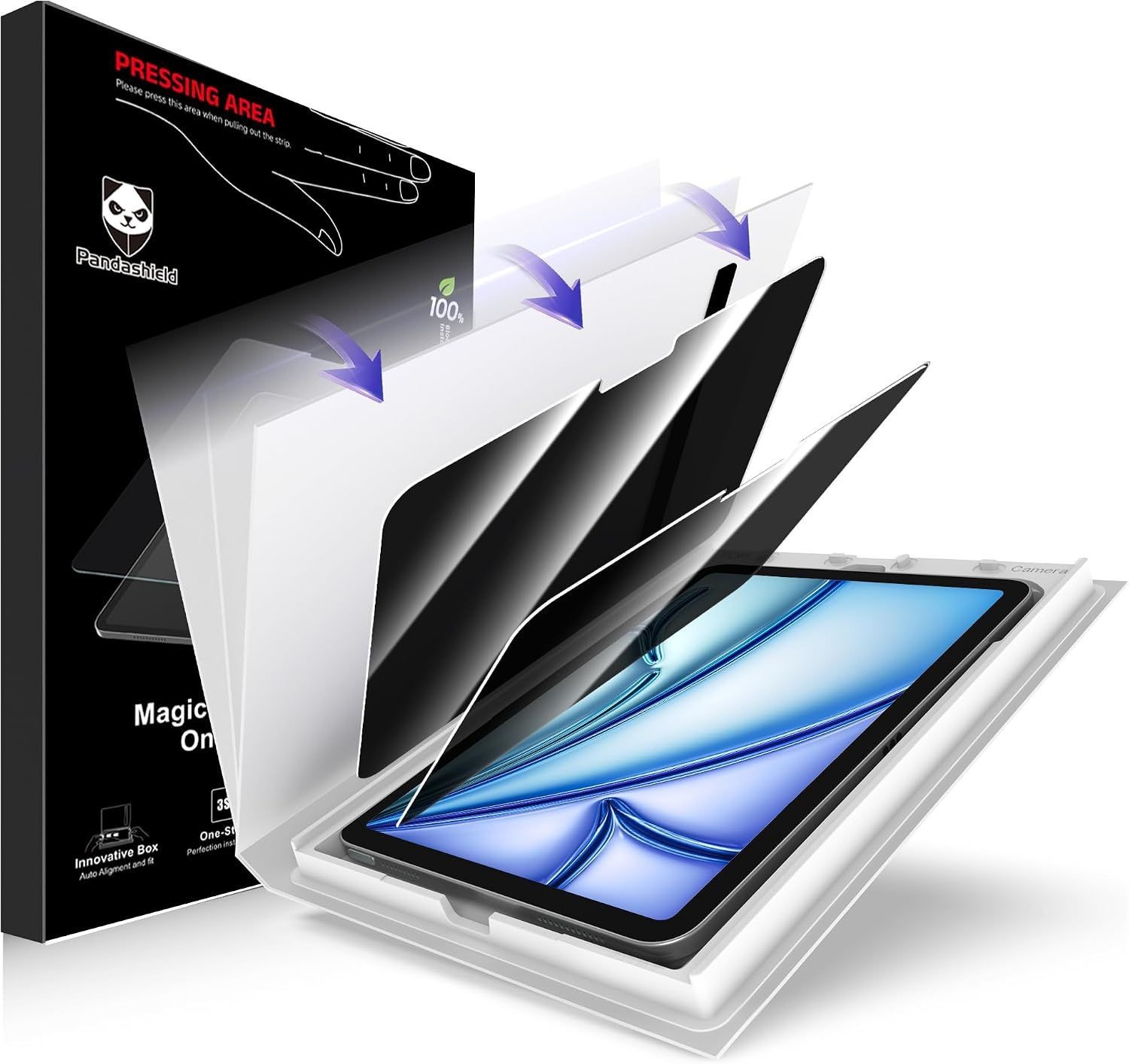 2-Pack Anti-Spy Privacy Screen Protectors for iPad Air 11-inch, Scratch Resistan