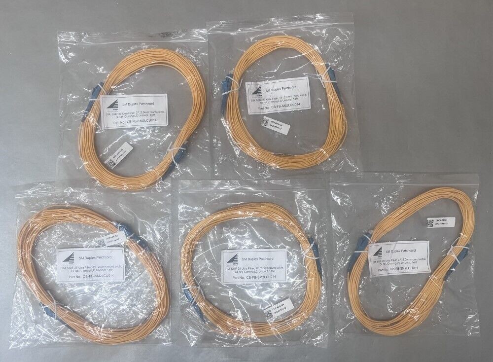 QTY 5 SM Duplex Patchcord CB-FB-SM2LCU014 SMF-28 Ultra Fiber 2F Corning Uniboot