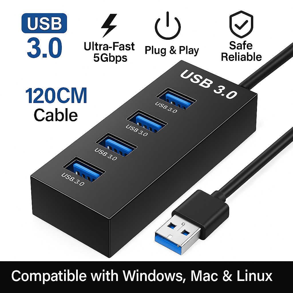 Cargador Rapido Adaptador Multipuerto USB 3.0 Estacion de Carga Universal PC