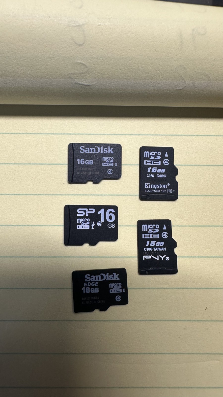 Lot of 5- 16GB Micro SD Memory Cards mixed brands, used, clean.