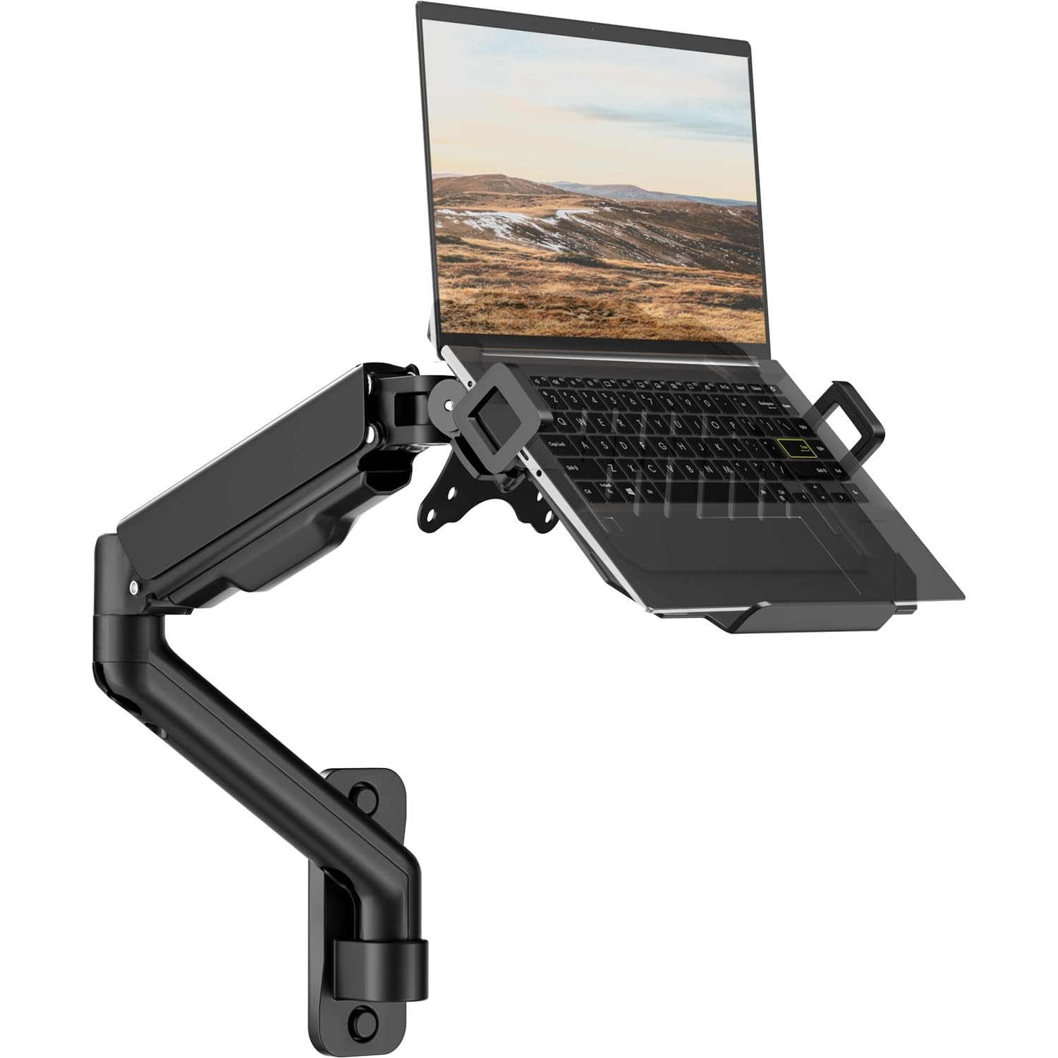 Laptop Wall Mount 2-in-1 with Detachable Tray Gas Spring Arm 12-17 Inch Black