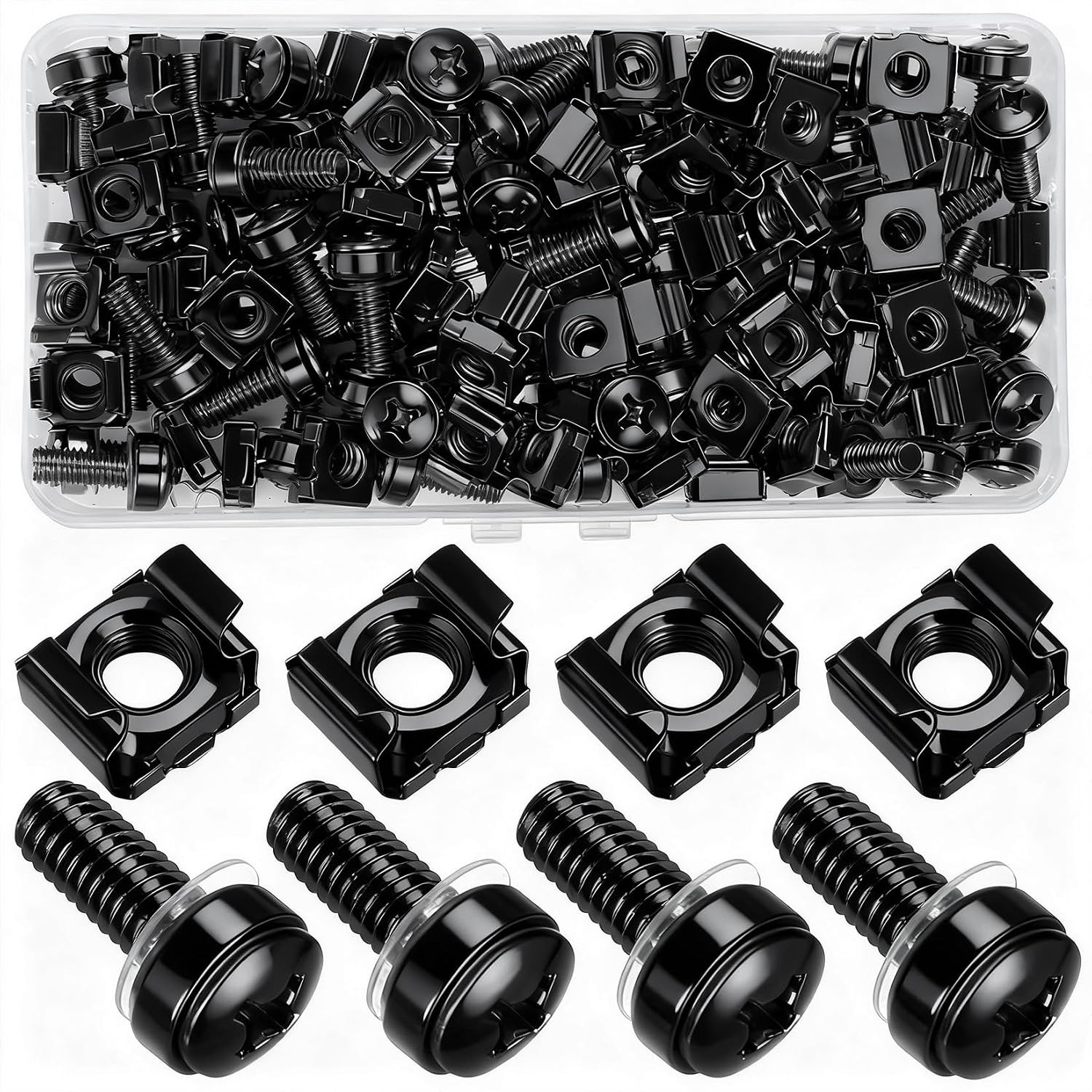 110 Pcs M6 x 20mm Rack Mount Screws Cage Nuts Server Cabinet Hardware