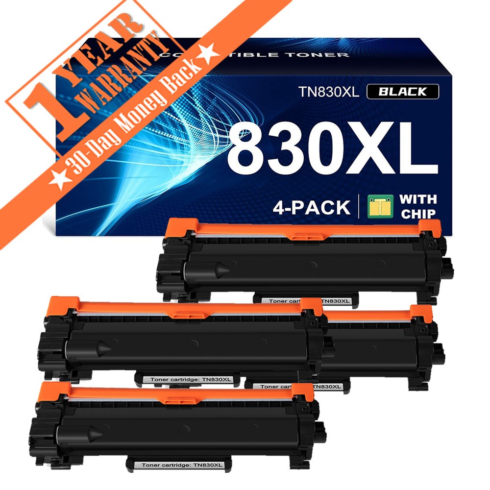 4PK TN830XL Toner High Yield for Brother TN-830XL DCP-L2647DW HL-L2400D L2480DW