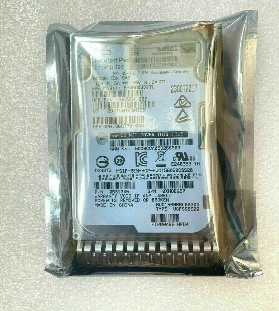 NEW HP 870757-B21 870794-001 2.5" 600GB 12Gb/s SAS 15K SFF SC HP HDD Hard Drive