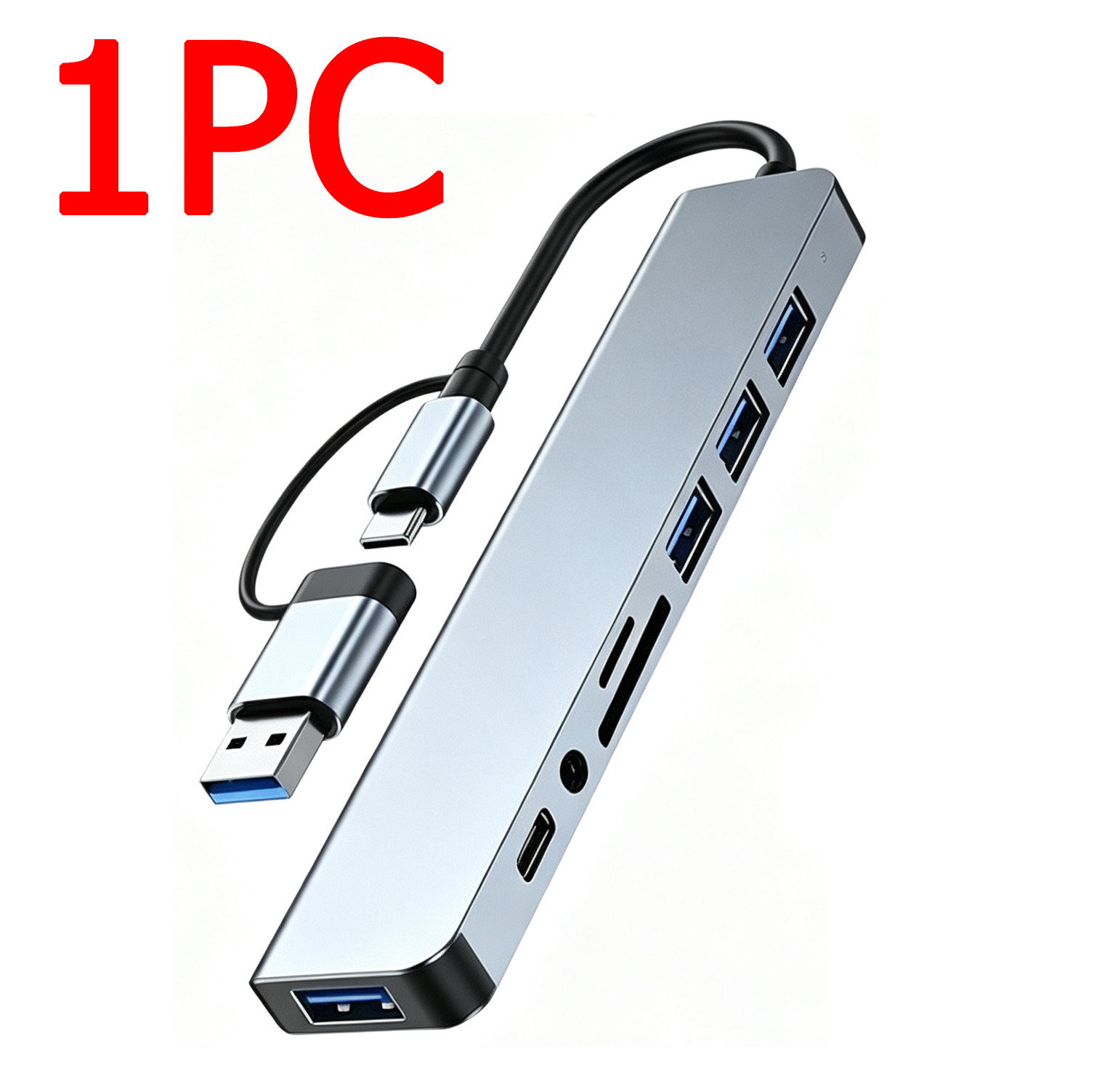 2Pcs 8 Port USB-C Hub Adapter - 5G Speed Multi Splitter for PC, Laptop & MacBook