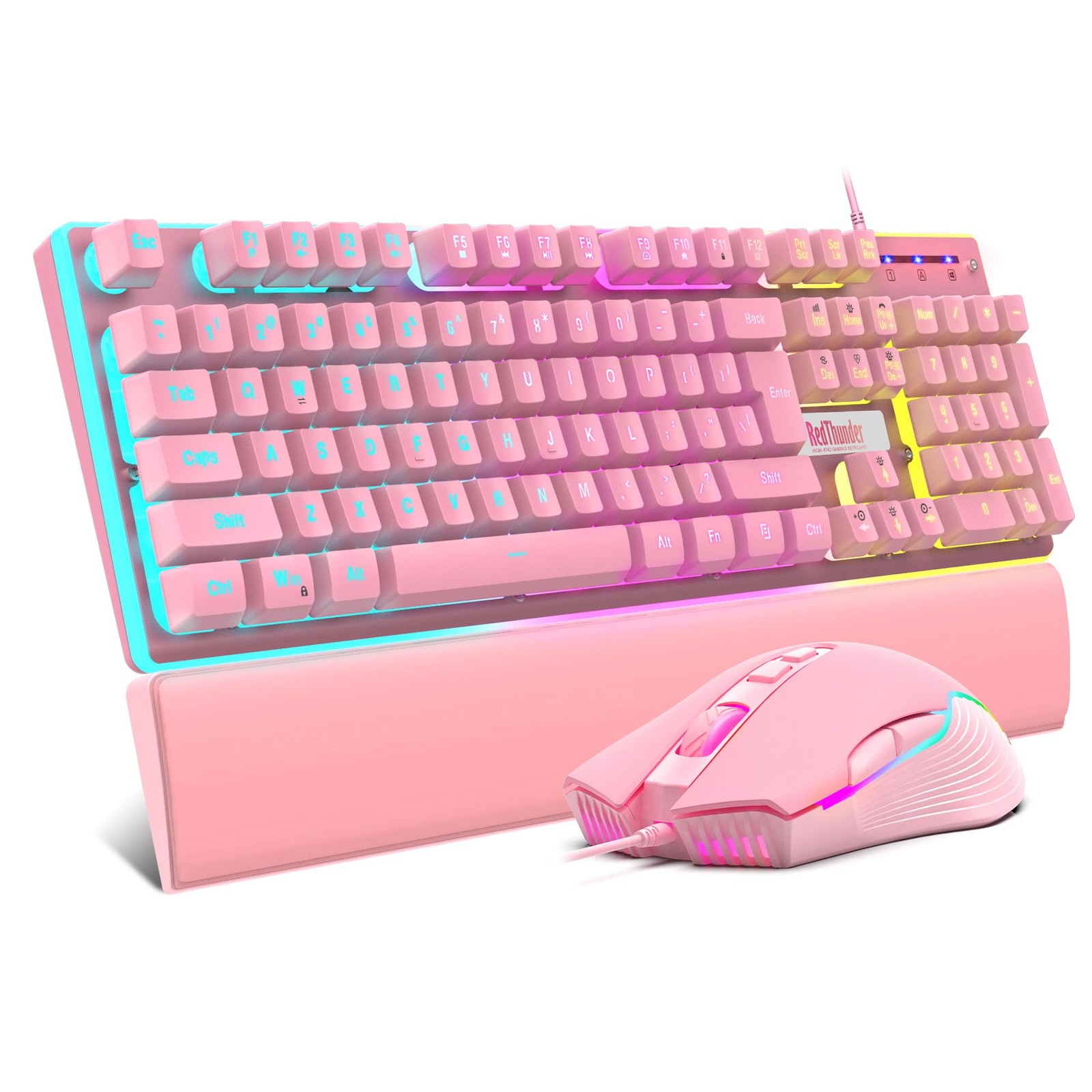 K10 Wired Gaming Keyboard and and Wrist Rest Combo, RGB Backlit, Mechanical F...
