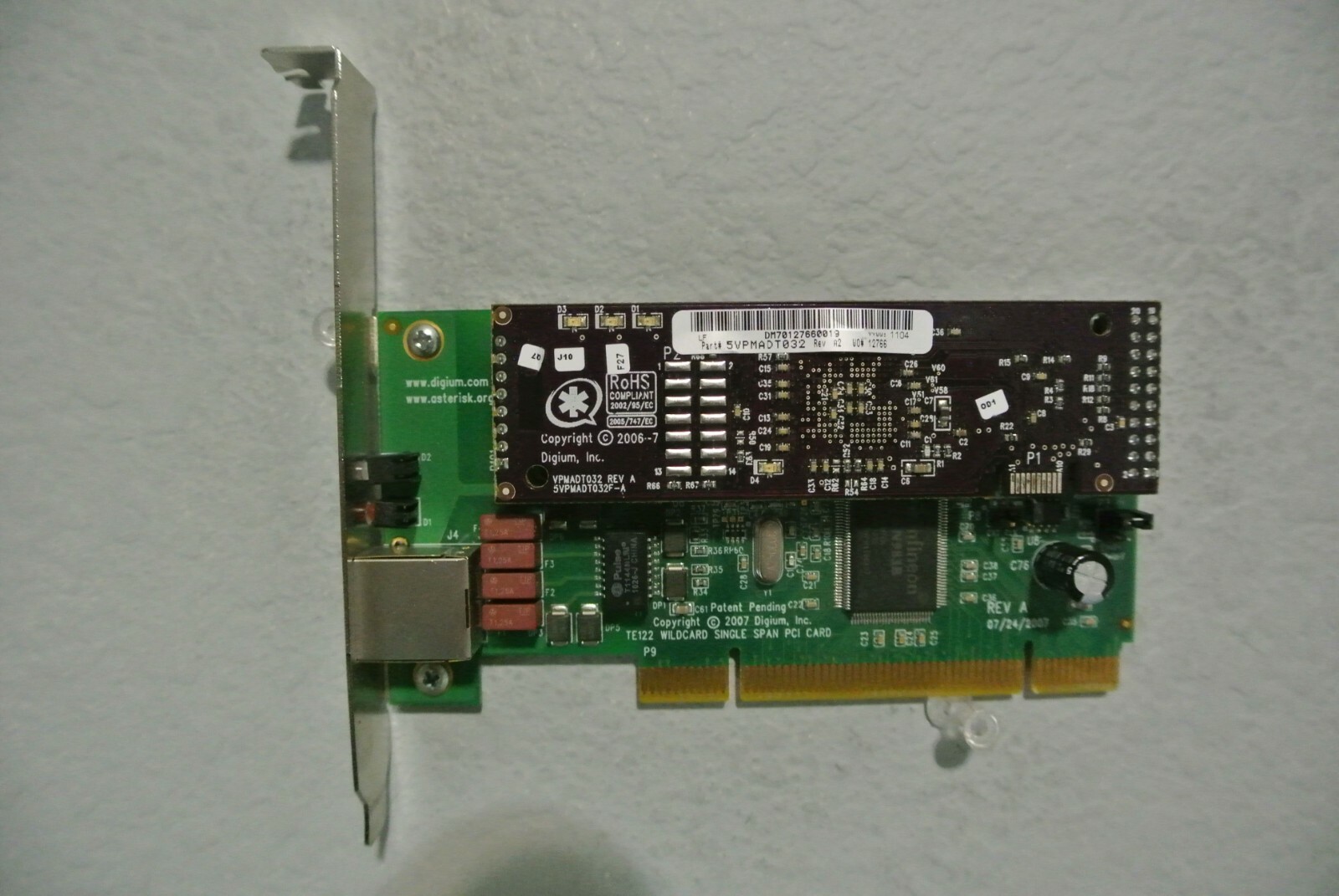 DIGIUM WILDCARD TE122 TE122P 5TE122LF-A VPMADT032 SINGLE SPAN PCI+ECHO MODULE