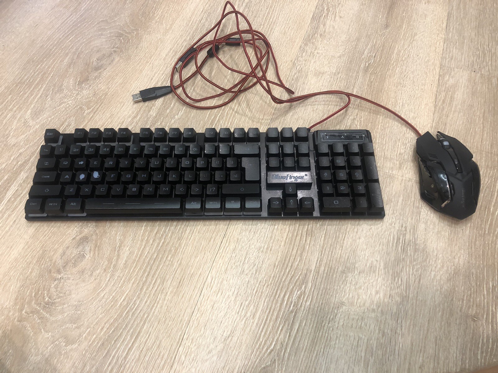 BlueFinger RGB Gaming Keyboard and Backlit Mouse Combo USB Wired Backlit Keyb...