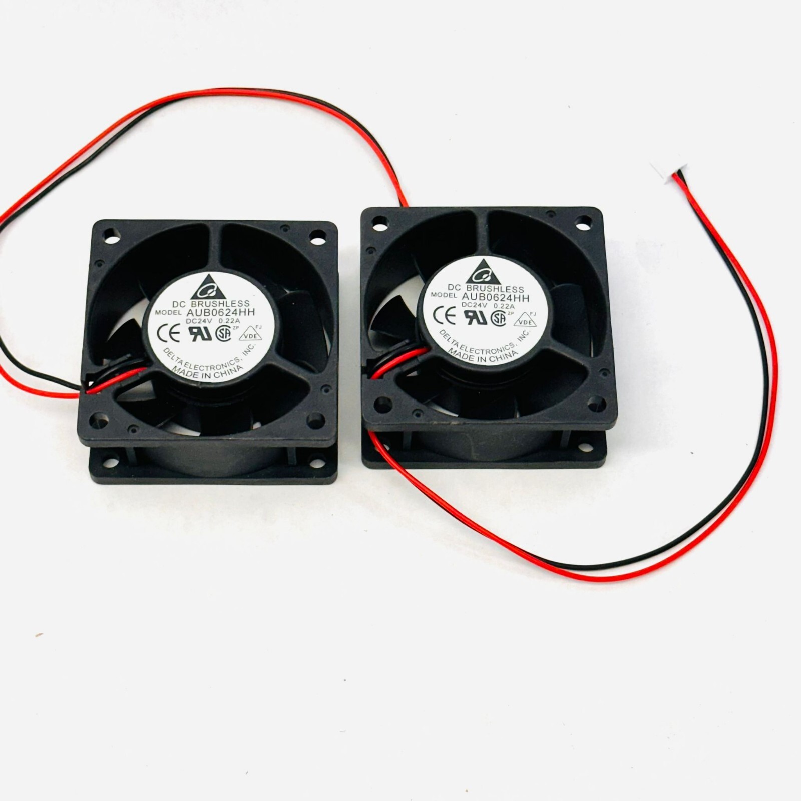 (LOT OF 2) DELTA ELECTRONICS FAN AUB0624HH - 2¾" x 2¾"  - DC24V - 0.22A