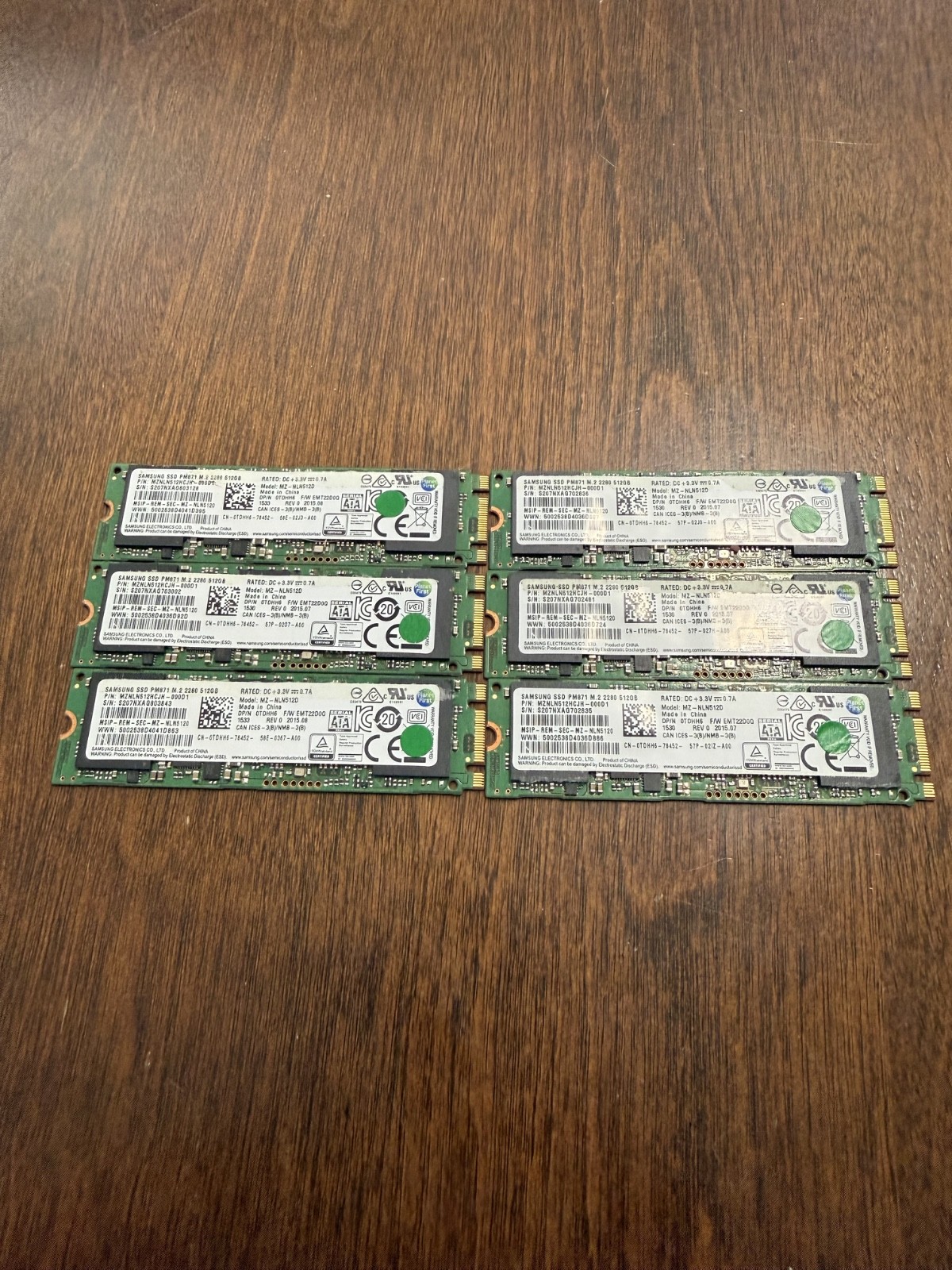 Lot of 6 Samsung M.2 (2280) 512GB / Health Testd Good 
