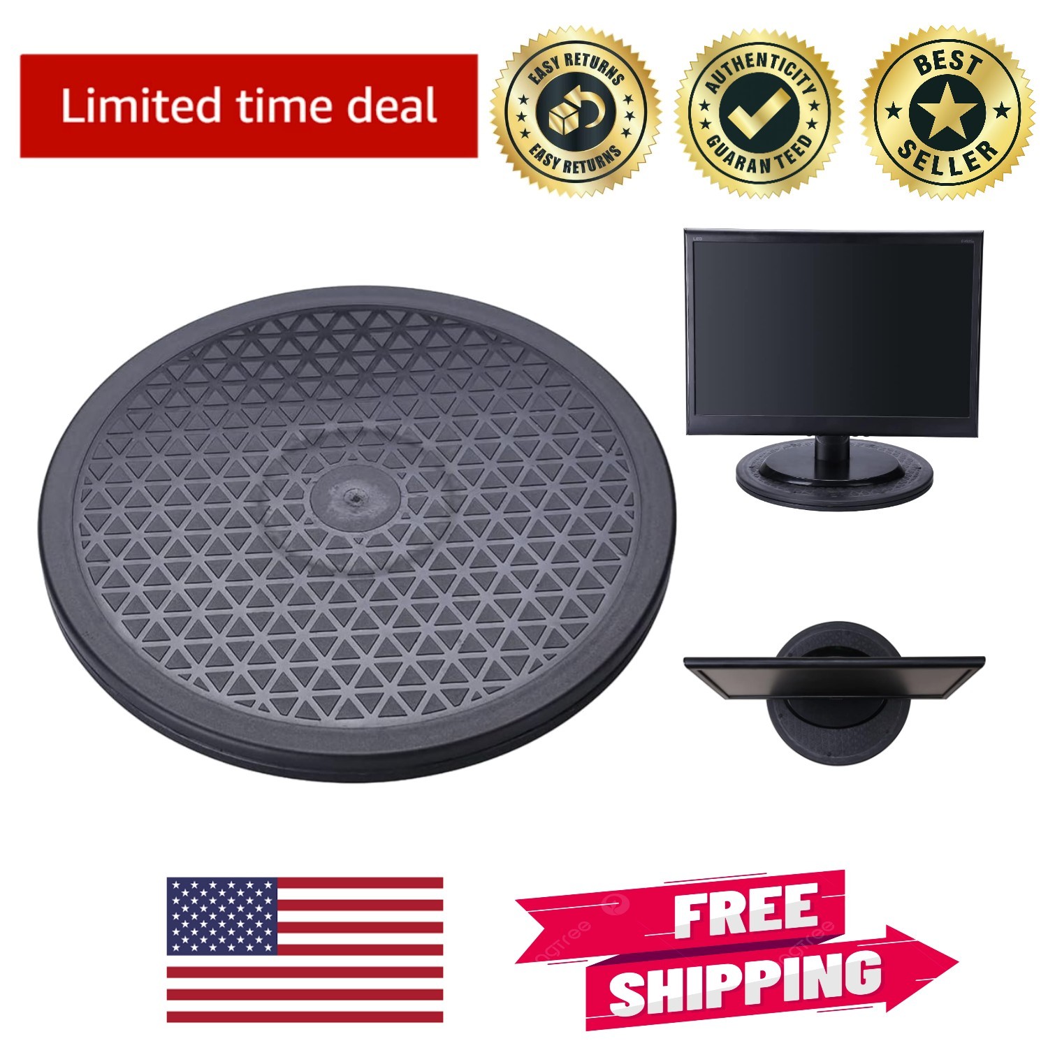 12-Inch Rotating Steel Ball Bearing Stand for TVs & Collectibles - 25kg Capacity