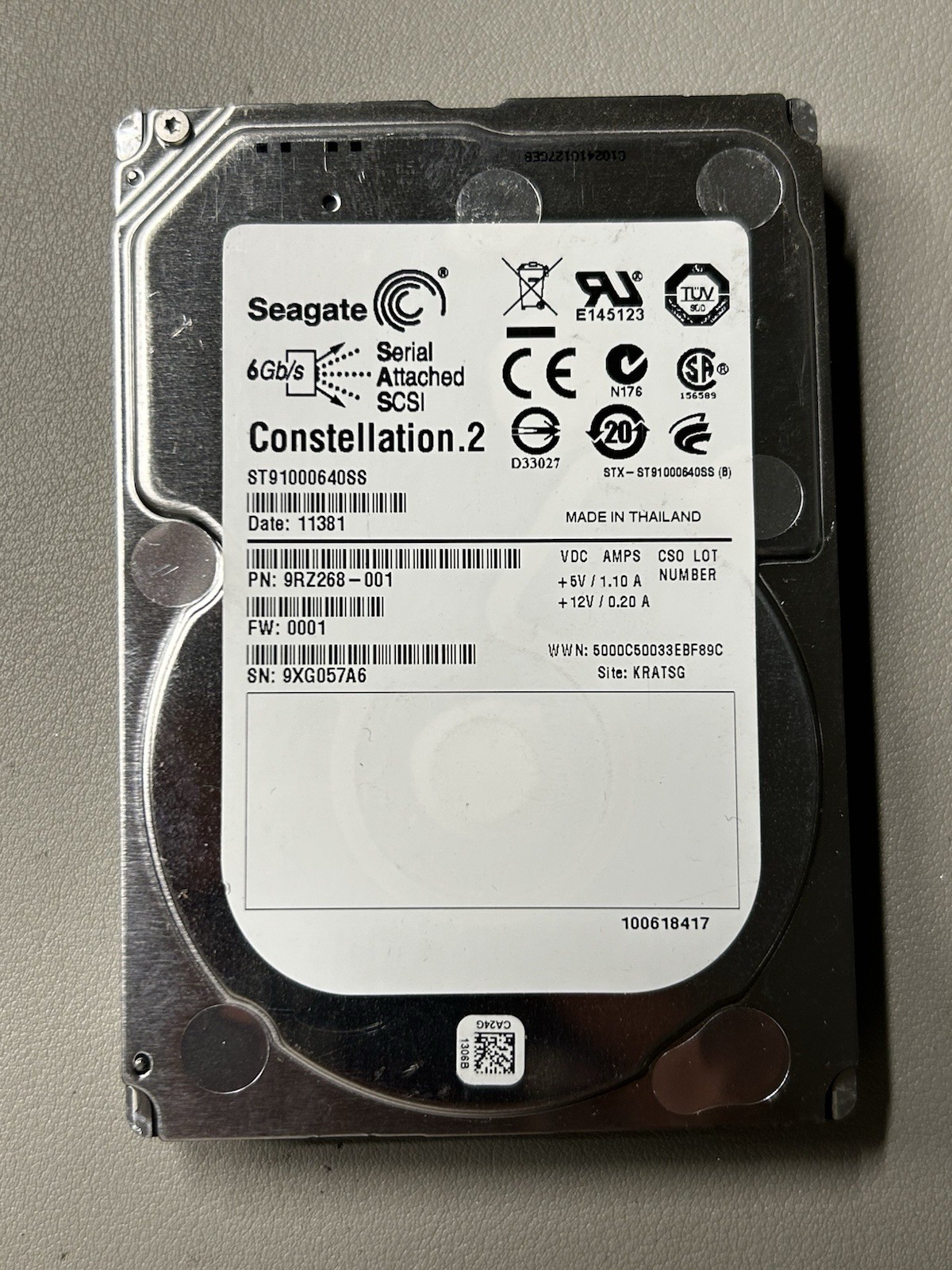 Seagate ST91000640SS Con.2 1TB 2.5-inch SAS 6Gb/s 7200RPM Server HDD