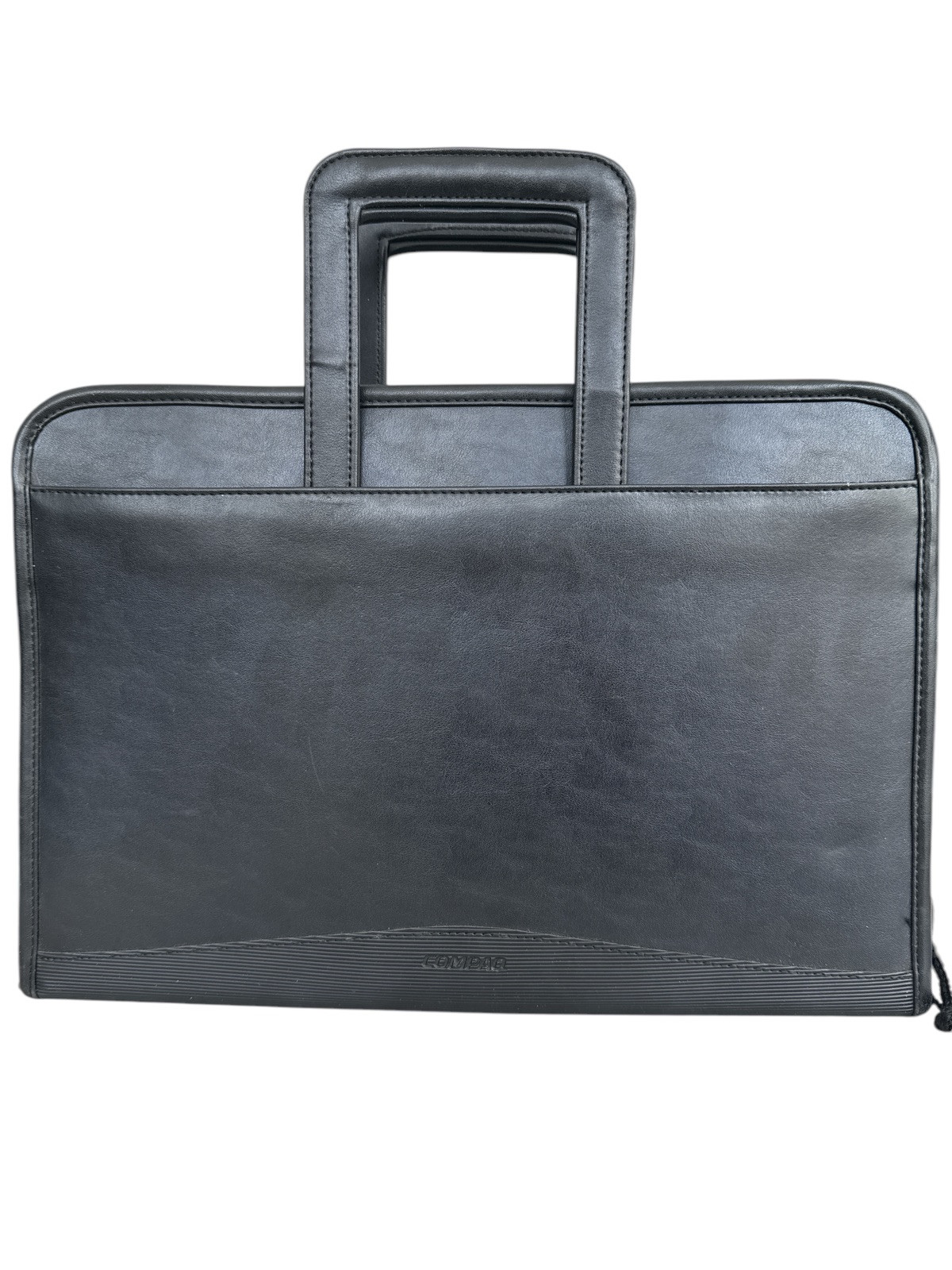 Vintage black COMPAQ Folio laptop carry case leather 