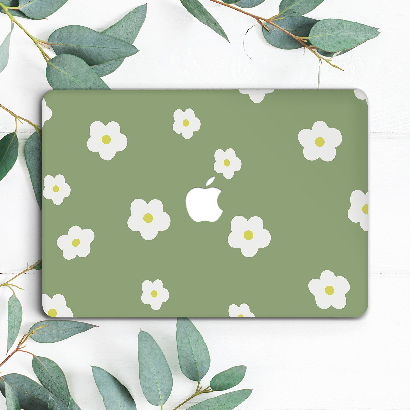 Abstract Daisy Flowers Green Floral Hard Case For Macbook Pro 13 14 15 16 Air 13