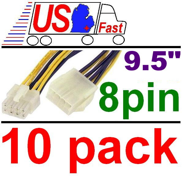 Lot10 9.5" LONG EPS12V 8pin Server Power Supply Extension Male~Female Cable/Cord