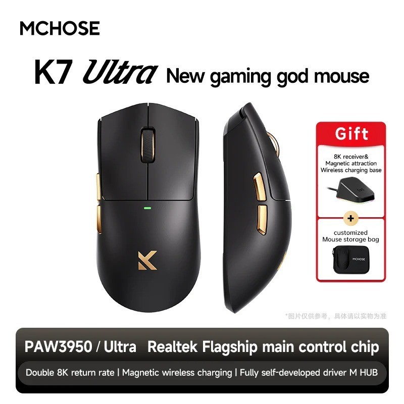 Yeemix Mchose K7 Ultra Esports Gaming Mouse with Magnetic Charging Dock PAW3950