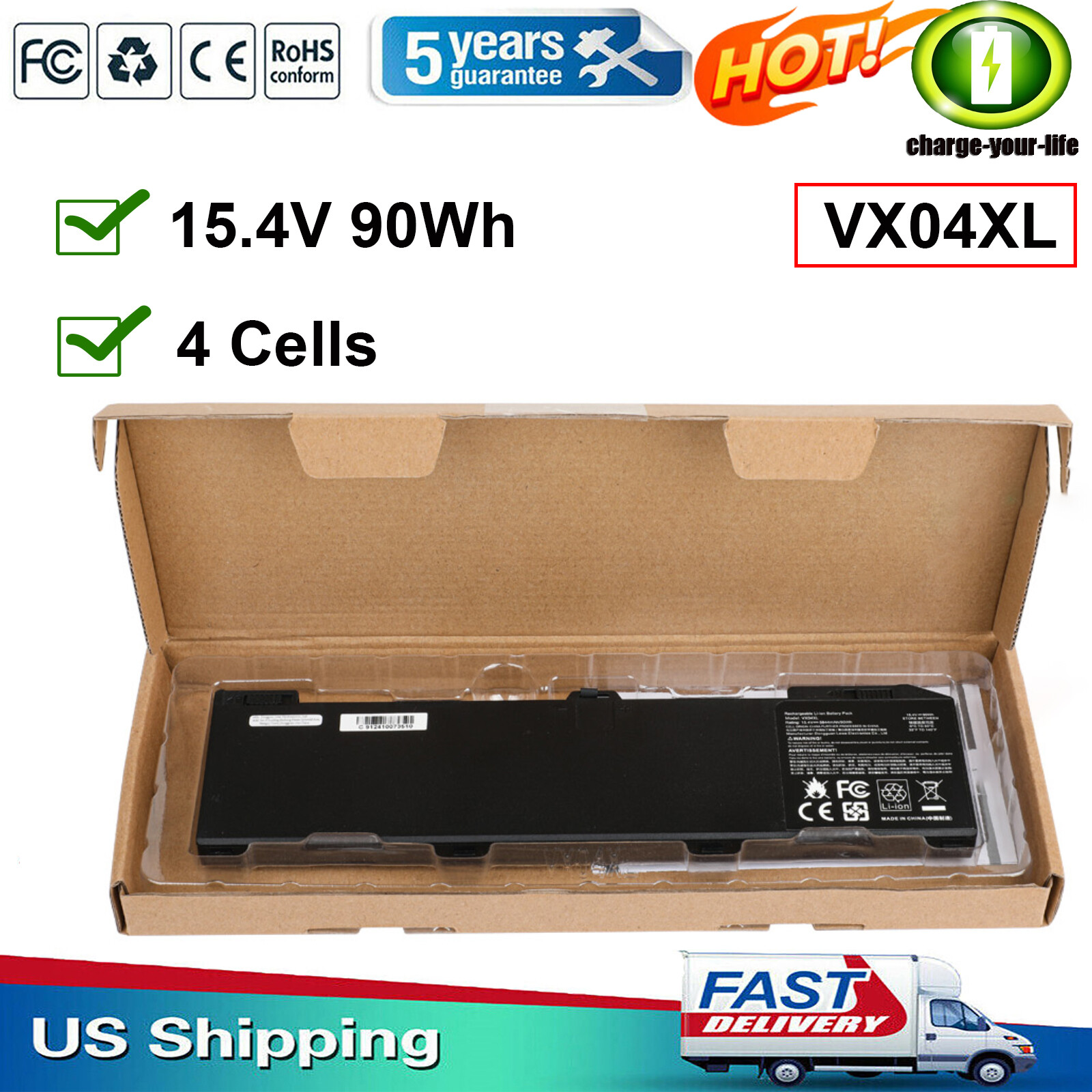 VX04XL Battery For HP Zbook 15 G5 G6 HSTNN-IB8F L06302-1C1 L05766-855 90Wh New
