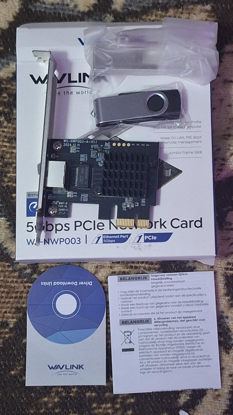 WAVLINK PCIe to 5 Gigabit Ethernet Adapter 5Gbps PCIe Network Card RJ45 PCIe NIC