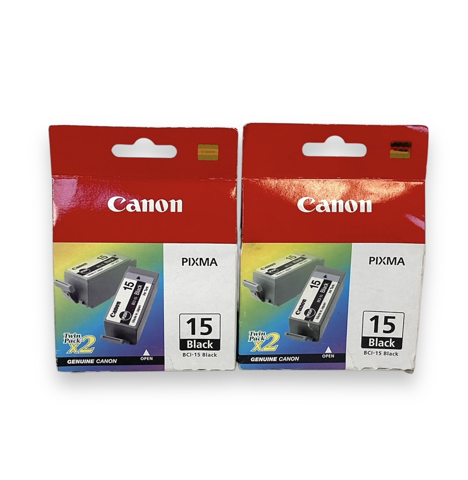 Lot of 2 Canon PIXMA Black Ink Cartridges - BCI-15 Twin Pack X2 New Sealed