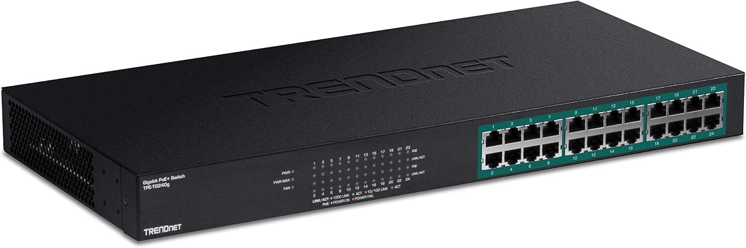 TRENDnet TPE-TG240G 24-Port GREENnet Gigabit PoE+ Switch, 370W