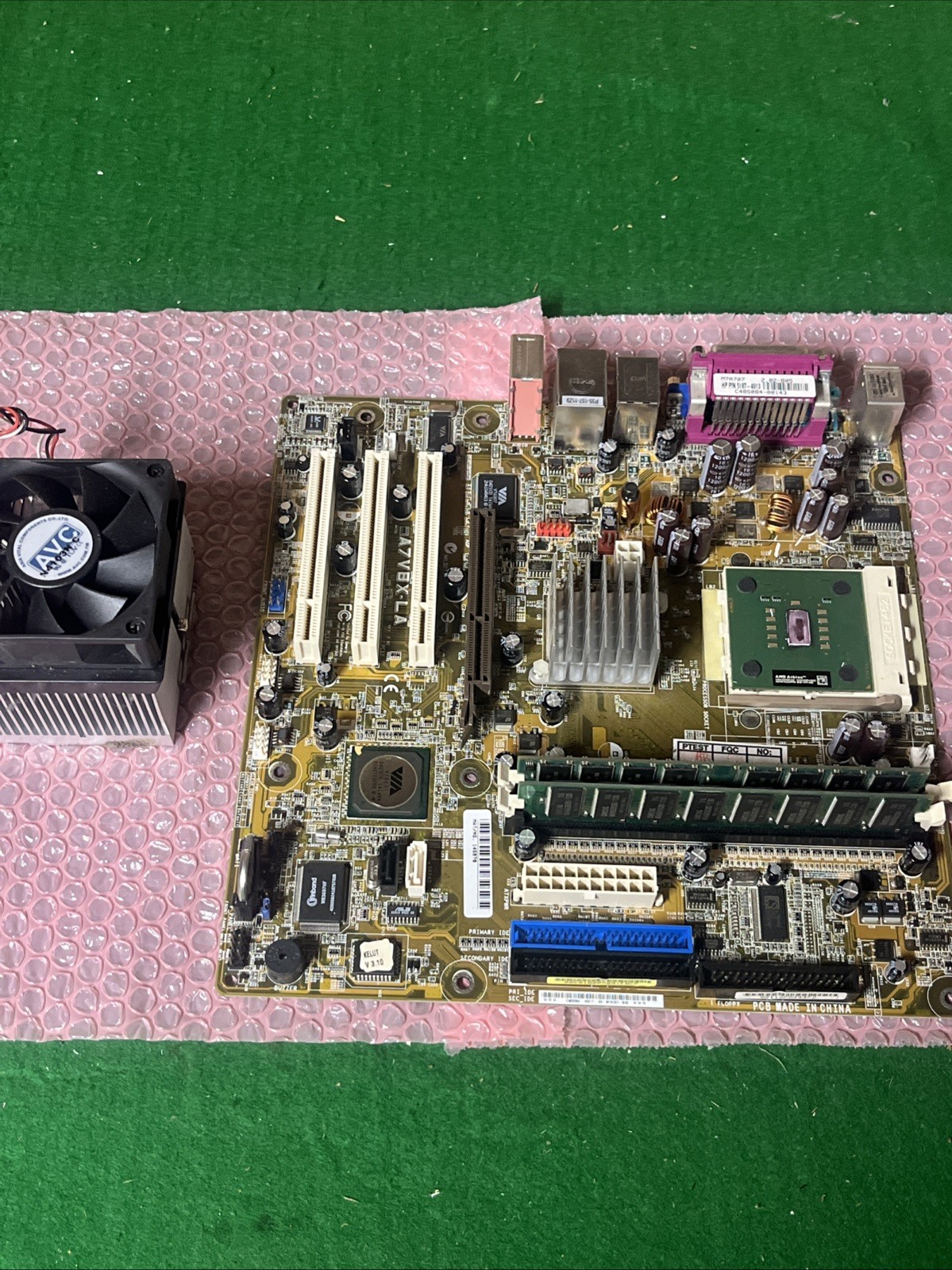 HP ASUS A7V8X-LA 5187-4913 Socket A Motherboard AMD CPU RAM Heatsink Fan @MB3