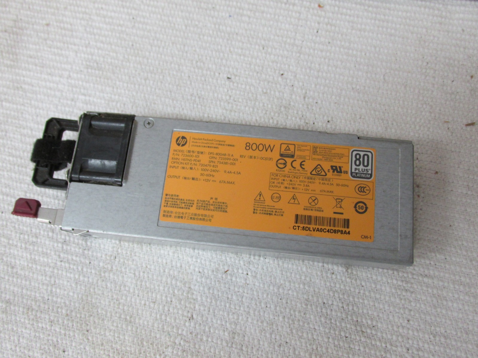 HP 723600-101 754381-001 800W 80+ Platinum Power Supply DPS-800AB-11A