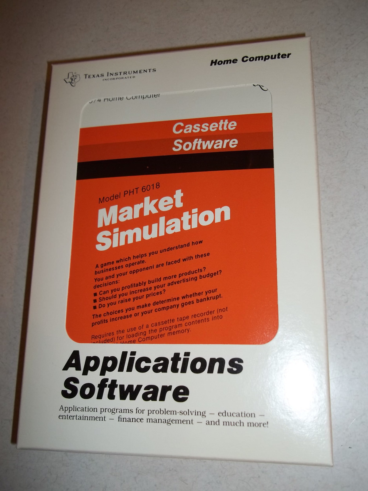 NEW TI-99/4A TI-99/4 Tape MARKET SIMULATION Cassette Software