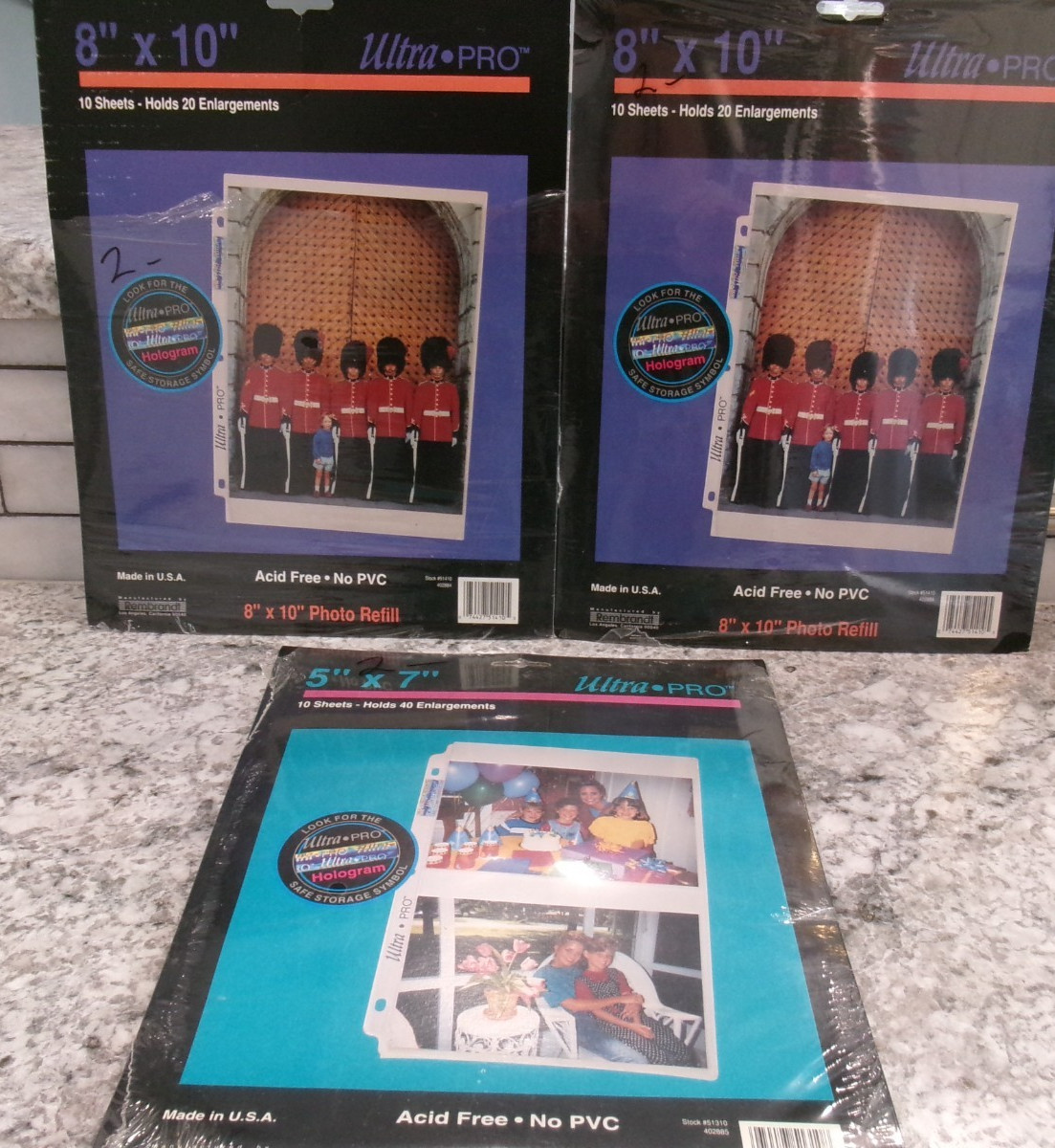 Lot Of 3 Untra Pro Photo Refill, (2)-8" x 10 -- (1) 5" x 7" - Two Are Sealed,