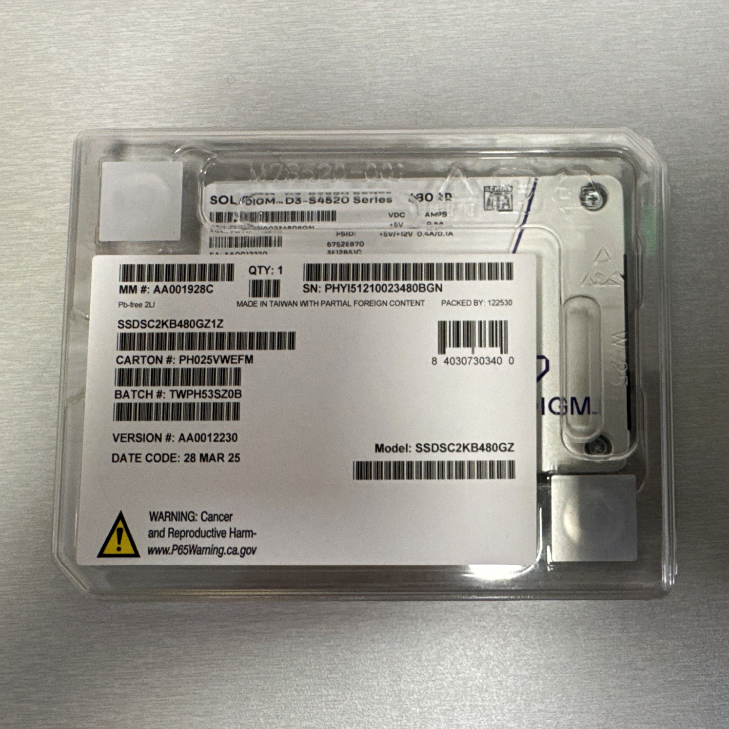 Solidigm D3-S4520 480GB 2.5in SATA III Internal SSD Power Loss SSDSC2KB480GZ1Z