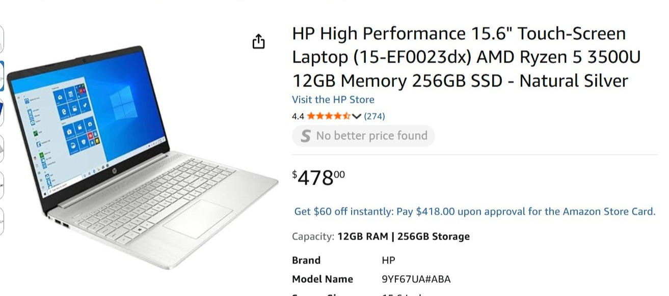 HP HIGH PERFORMANCE  WXGA Touch Ryzen 5 3500U 12GB RAM 1TB NVME 3YR WARRANTY
