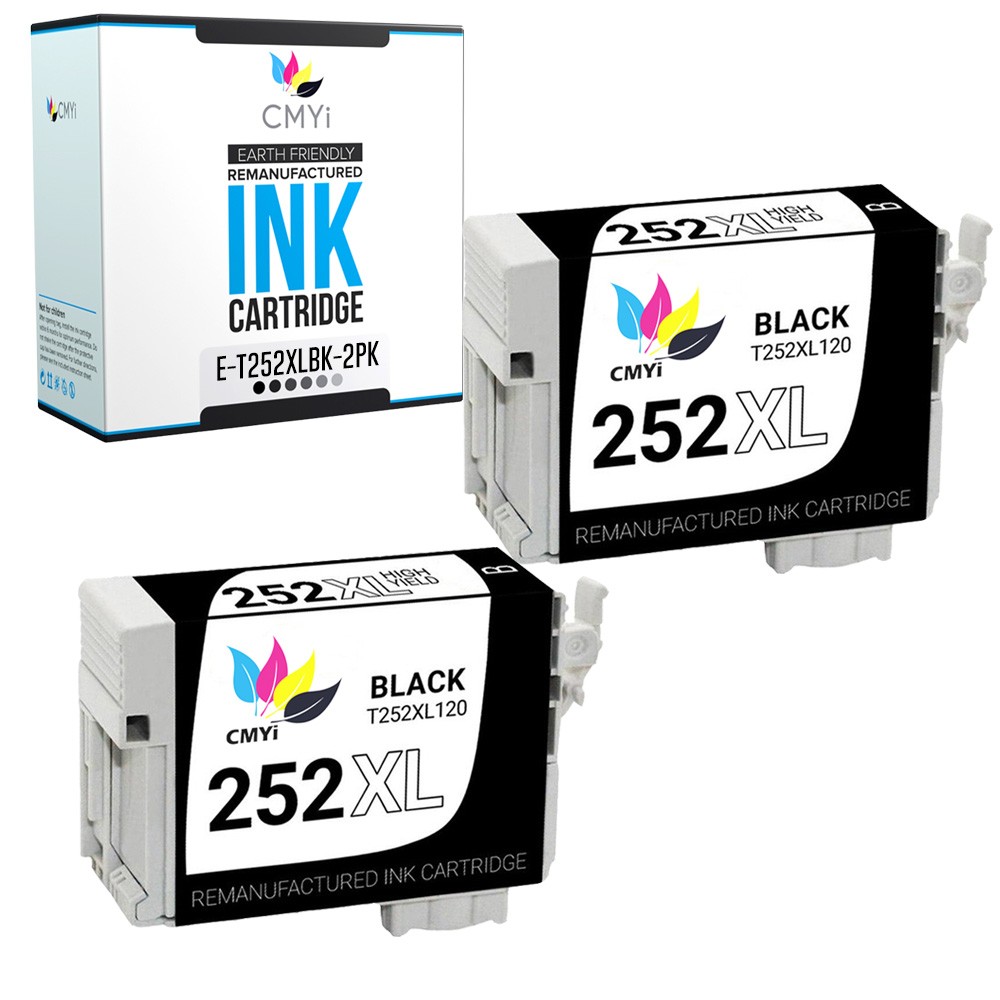 CMYi 2-Pack Replacement T252XL Black Ink Cartridge for Epson Workforce WF-7210