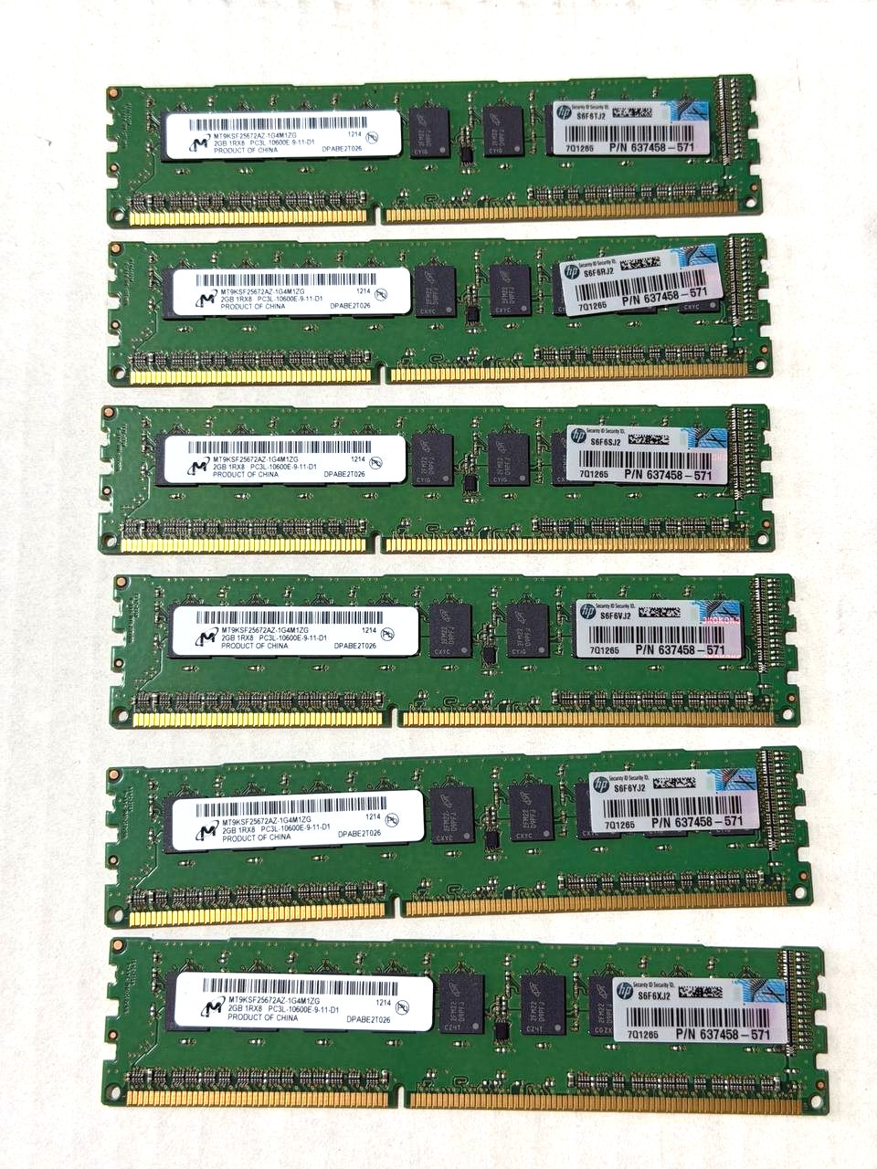 Micron 12Gb (6 x 2GB) 1Rx8 PC3L-10600E 9-11-D1 RAM Memory DDR3