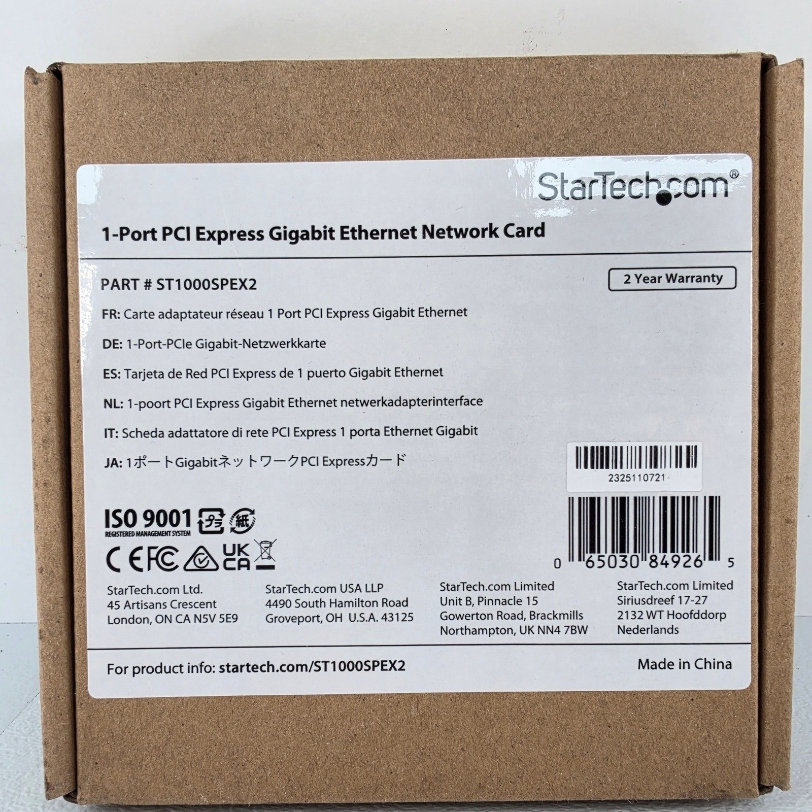 StarTech.com 1-Port PCI Express Gigabit Ethernet Network Card ST1000SPEX2 PCIe