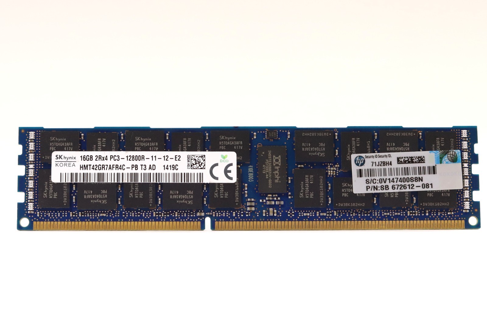 Skhynix 16GB 2Rx4 PC3-12800R-11-12-E2 ECC REG Server Memory P/N:HMT42GR7AFR4C-PB
