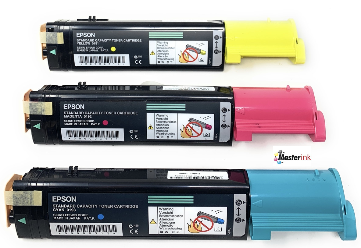 EPSON 0191 0192 0193 GENUINE YELLOW/MAGENTA/CYAN TONER ACULASER C1100N/CX11N