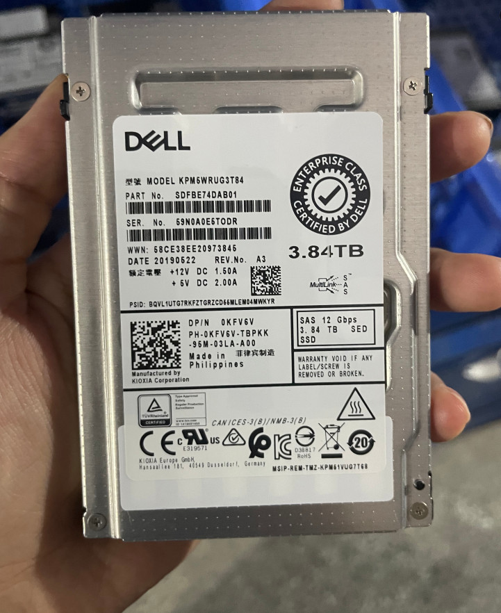 DELL 0KFV6V KFV6V KPM5WRUG3T84 SDFBE74DAB01 SAS 12 Gbps 3.84TB SED SSD